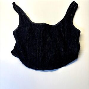 Beverly & Beck Vintage Y2K Black lace cropped‎ cami tank